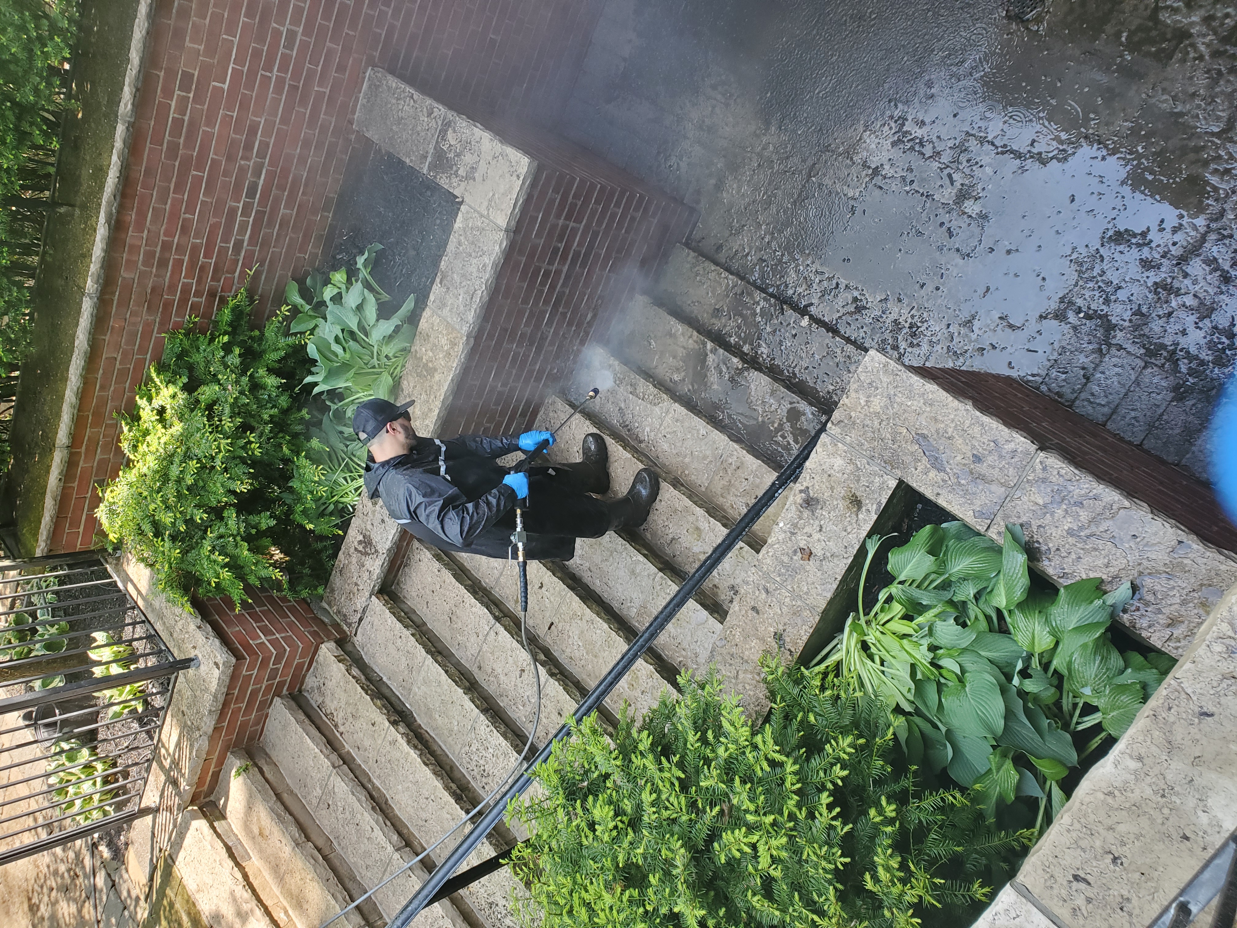 Pressure washing crew