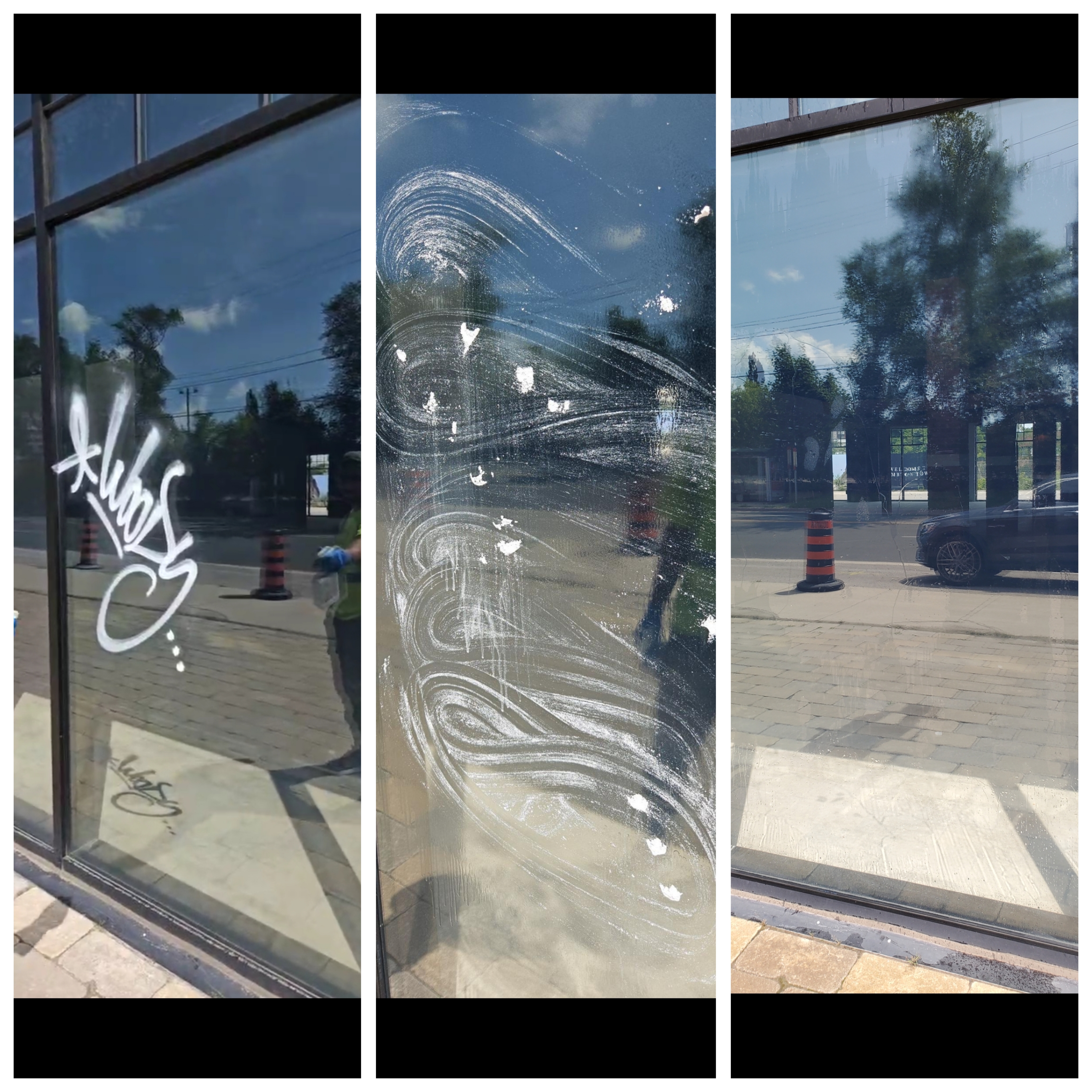 Graffiti after removal