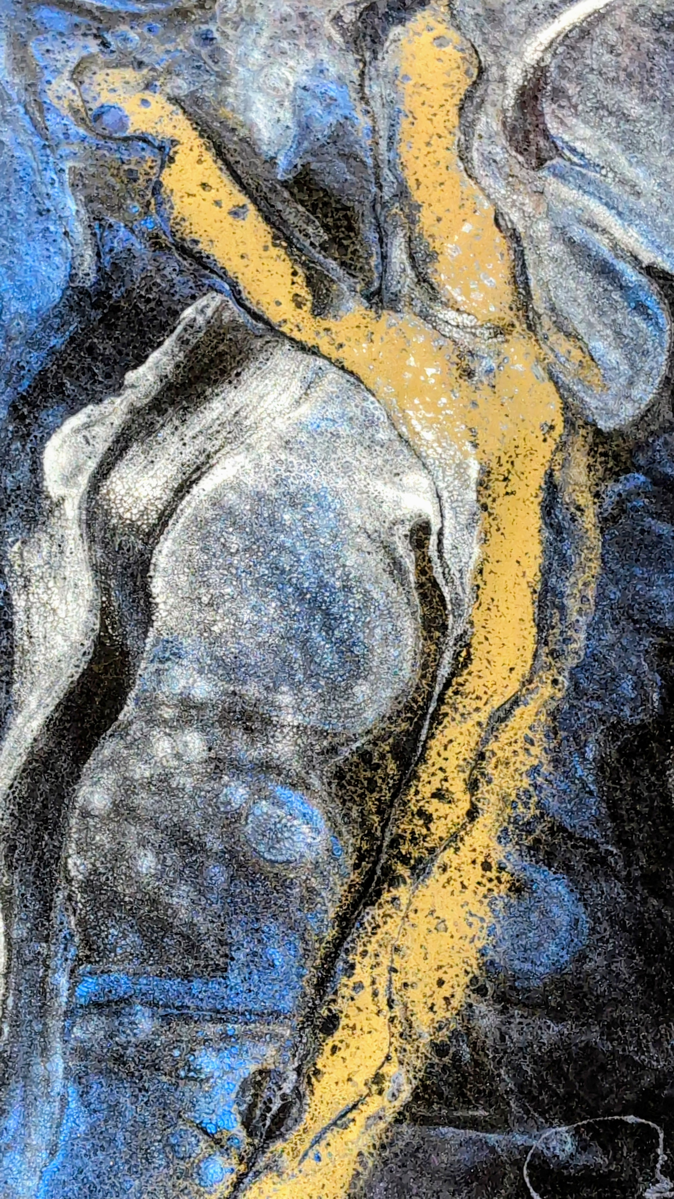 Metallic epoxy blue gold black